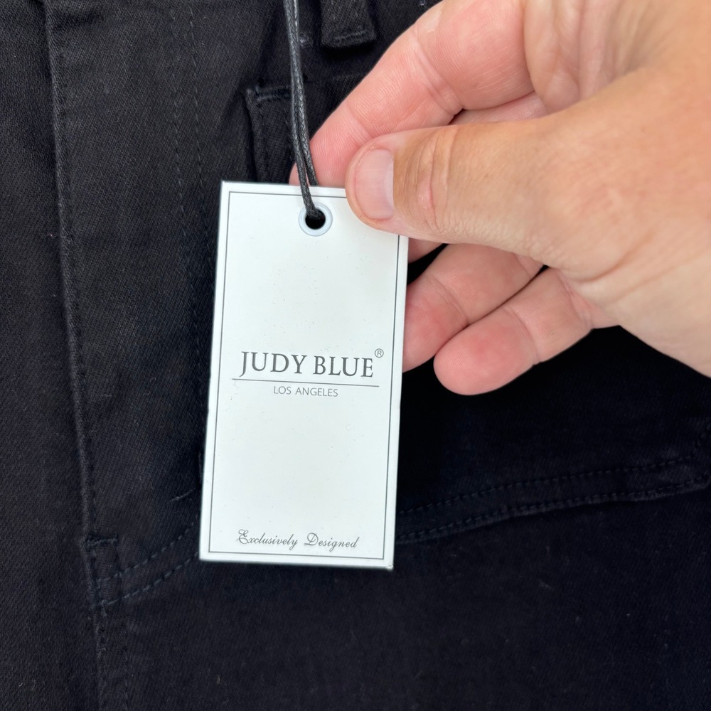Judy Blue High Waist Patch Pocket Straight Fit Jeans Womens 7/28 Black Wide Leg - Picture 5 of 10